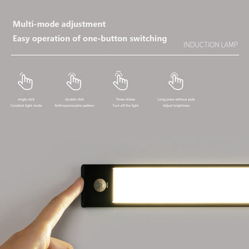 Led noćno svjetlo ispod rasvjete ormarića Svjetlo senzora pokreta za kuhinjski ormar Magnetna noćna svjetiljka s punjivom baterijom