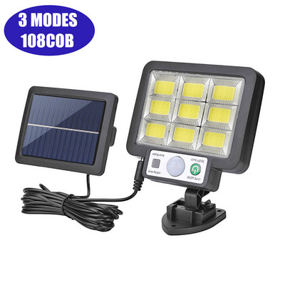 106/318LED saules gaismas COB sienas lampas kustības sensors Saules lampa ūdensizturīgs āra saules gaismas žogs ielas apgaismojums dārza dekorēšana