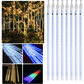 Ūdensnecaurlaidīgas gaismas krītošās virknes gaismas 30CM 50CM DC12V LED meteoru dušas lietus gaismas Kāzu Ziemassvētku āra dekorācijas gaismas