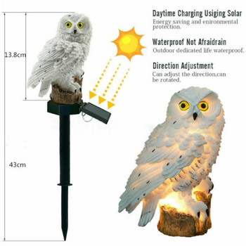 Led Solar Owl Ground Plug Light Διακόσμηση κήπου τοπίου Φωτιστικό αγάλματος ζώων Φως γκαζόν
