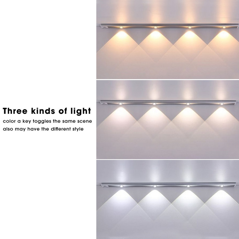 LED spintelės lempa USB įkraunama belaidė PIR judesio jutiklio naktinė lemputė, skirta buitinei virtuvei Vonios spintos apšvietimo lempos