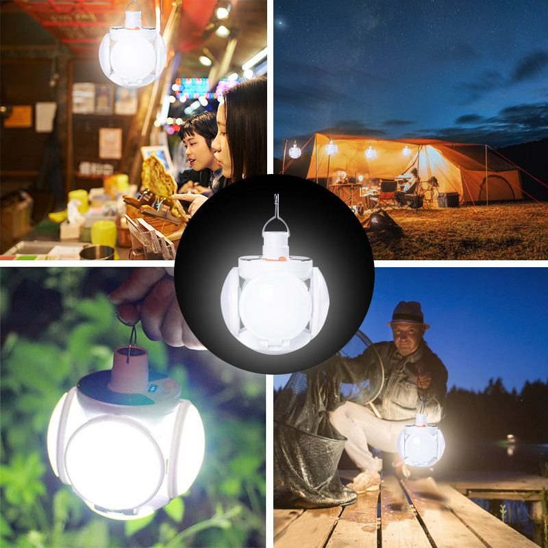 Pārnēsājama saules LED gaisma USB uzlādējama āra saliekamā lampa, ūdensnecaurlaidīga spuldze Search Camping Garden Lights Lāpa avārijas lampa
