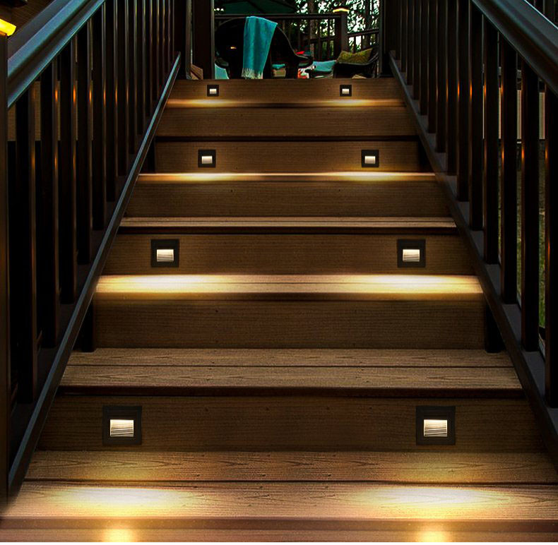 Välis LED-trepi astmevalgusti 3W/5W veekindel süvistatav seinanurga jalavalgusti maastikuraja trepi jaoks AC220V