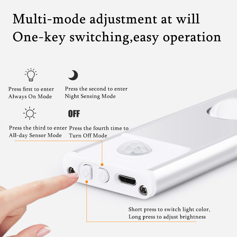 Vidinis apšvietimas LED USB itin plonas po spintele Magnetinis naktinių žibintų judesio jutiklis, skirtas virtuvės spintai miegamajam