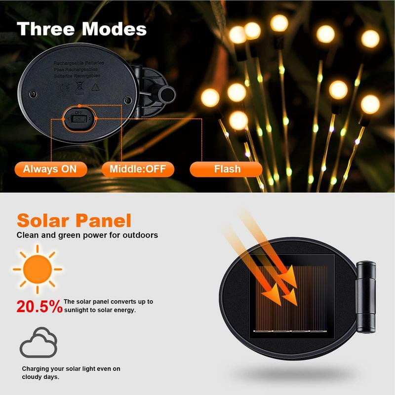 Saules LED gaisma āra dārza dekorēšana ainavu gaismas uguņošana Firefly zāliena lampas lauku māja terase balkons dekors lampa