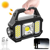 Solar zseblámpa USB töltéssel Kültéri Led Spotlámpa Keresőlámpa USB Újratölthető Kemping zseblámpa Napelemes Spotlámpa