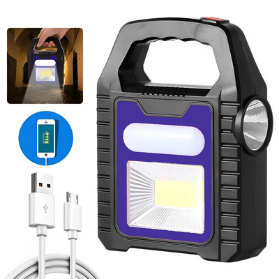 Solar zseblámpa USB töltéssel Kültéri Led Spotlámpa Keresőlámpa USB Újratölthető Kemping zseblámpa Napelemes Spotlámpa