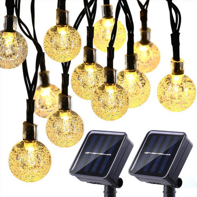 50 LED 10 m kristálygömb napelemes lámpa kültéri IP65 vízálló húr tündér lámpák napelemes kert füzér karácsonyi dekoráció