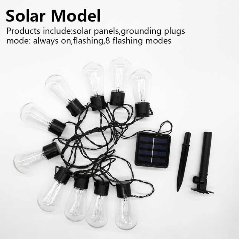 LED solarna žičana svjetla Božićni ukras Žarulja IP65 Vodootporna svjetiljka za terasu Blagdanski vijenac za vanjski vrtni namještaj