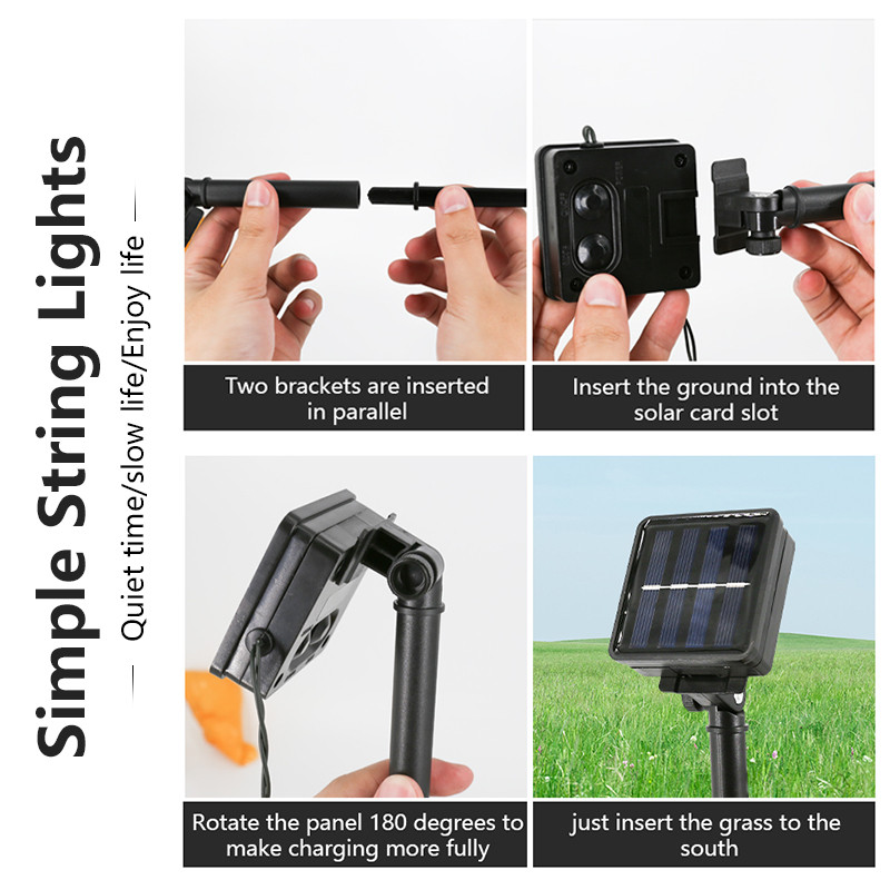 LED solarna žičana svjetla Božićni ukras Žarulja IP65 Vodootporna svjetiljka za terasu Blagdanski vijenac za vanjski vrtni namještaj