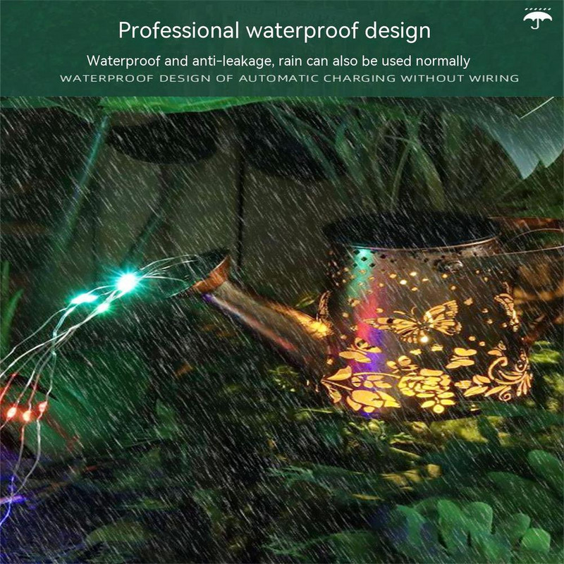 Napelemes függő locsolókanna világítás Led szál lámpákkal Kültéri vízálló táj lámpák udvari teraszhoz háztáji kert dekorációhoz