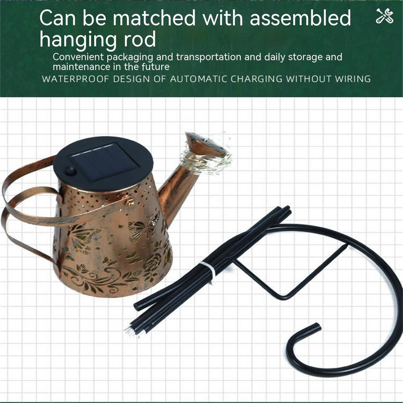 Napelemes függő locsolókanna világítás Led szál lámpákkal Kültéri vízálló táj lámpák udvari teraszhoz háztáji kert dekorációhoz