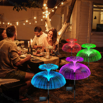 1PC Слънчева градинска светлина Външна водоустойчива медуза Светлина за морава RGB променящ се цвят пейзажна светлина за двор/пътека/ваканционен декор