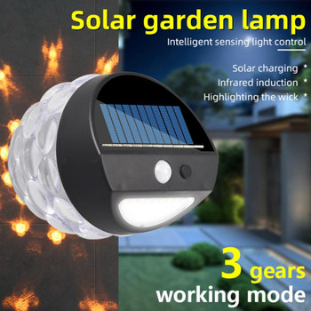 Αισθητήρας κίνησης Pir Ατμοσφαιρικό Φωτιστικό τοίχου Αυτόματη Ενεργοποίηση Solar Garden Light Μαύρο Φως ηλιακής φλόγας γρήγορης φόρτισης 28 Led