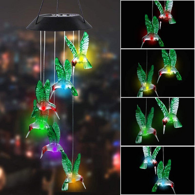 Αλλαγή χρώματος Solar Power Wind Chime Hummingbird Angel Butterfly αδιάβροχο διακοσμητικό φωτιστικό εξωτερικού χώρου για αίθριο κήπο στον κήπο