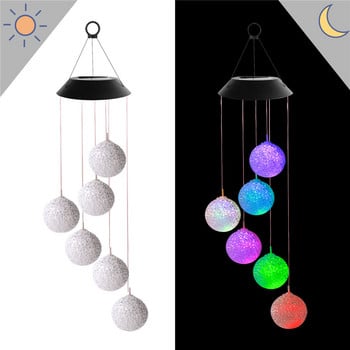 Външна LED Wind Chime Слънчева светлина Водоустойчива Коледна топка с промяна на цвета Windbell Light Градинска декорация Пейзажна тревна лампа