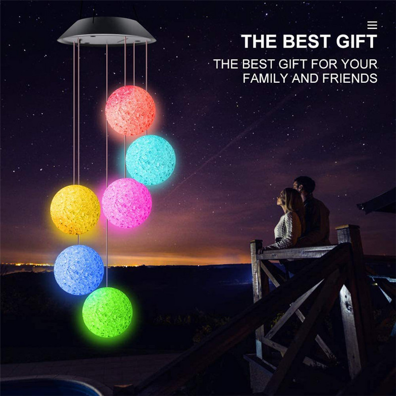 Vanjsko LED zvono za vjetar, solarno svjetlo, vodootporna božićna kuglica koja mijenja boju, svjetiljka za vrt, krajolik, svjetiljka za travnjak