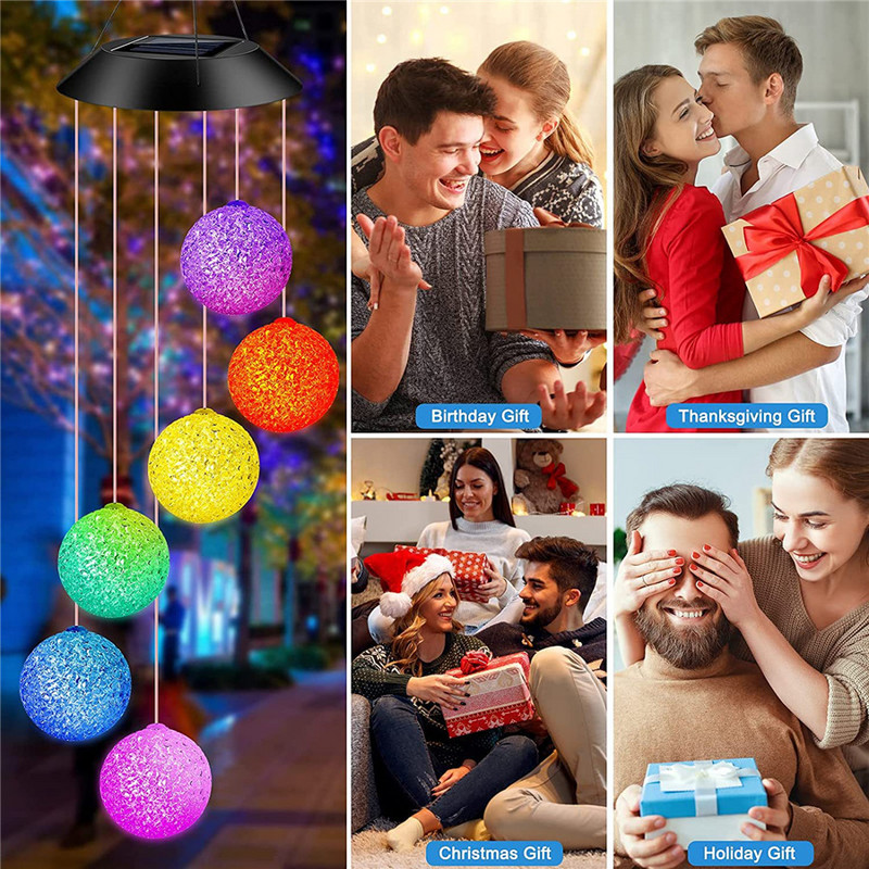 Vanjsko LED zvono za vjetar, solarno svjetlo, vodootporna božićna kuglica koja mijenja boju, svjetiljka za vrt, krajolik, svjetiljka za travnjak