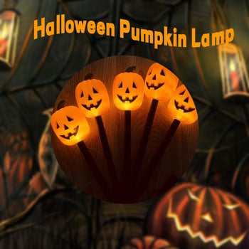 Halloween Pumpkin Stake Lights Solar Powered Landscape Path Lights 1 σετ 5 στοιχημάτων για διακόσμηση κήπου για αποκριάτικη αυλή