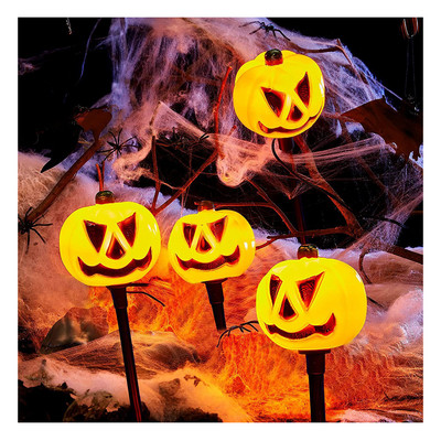 Halloween Pumpkin Stake Lights Solar Powered Landscape Path Lights 1 σετ 5 στοιχημάτων για διακόσμηση κήπου για αποκριάτικη αυλή