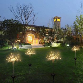 Ηλιακά Φώτα Πυροτεχνήματα Εξωτερικού Χώρου Αδιάβροχα Φωτάκια Κήπου LED Φωτάκια γκαζόν Τοπίο Χριστουγεννιάτικα Φωτάκια Διακόσμησης