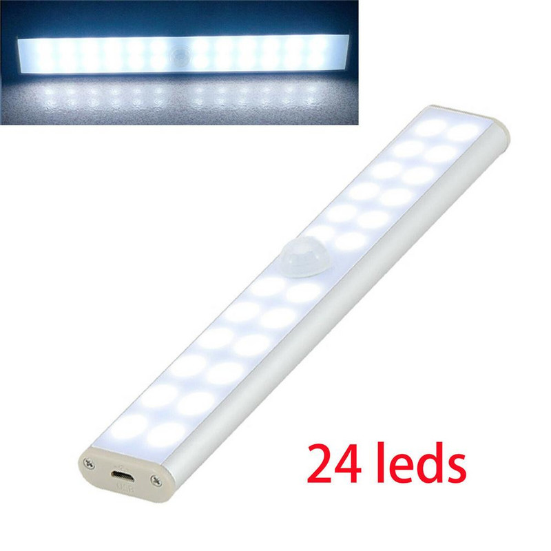 24 Led svjetiljke za ormare, podesive u 3 načina, super svijetla, punjiva usb senzor pokreta, kuhinjska svjetiljka