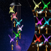 Αλλαγή χρώματος Solar Power Wind Chime Hummingbird Angel Butterfly αδιάβροχο διακοσμητικό φωτιστικό εξωτερικού χώρου για αίθριο κήπο στον κήπο