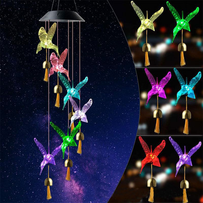 Αλλαγή χρώματος Solar Power Wind Chime Hummingbird Angel Butterfly αδιάβροχο διακοσμητικό φωτιστικό εξωτερικού χώρου για αίθριο κήπο στον κήπο
