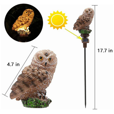 Vanjska LED solarna rasvjeta za vrt Svjetla za travnjak Figurice sove od smole Skulpture Zanati Pejzažna rasvjeta Kreativne solarne svjetiljke