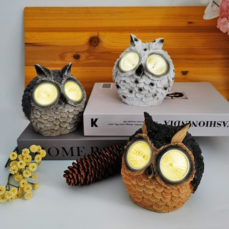 Vanjska LED solarna rasvjeta za vrt Svjetla za travnjak Figurice sove od smole Skulpture Zanati Pejzažna rasvjeta Kreativne solarne svjetiljke