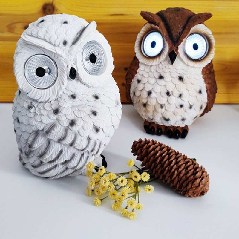 Vanjska LED solarna rasvjeta za vrt Svjetla za travnjak Figurice sove od smole Skulpture Zanati Pejzažna rasvjeta Kreativne solarne svjetiljke