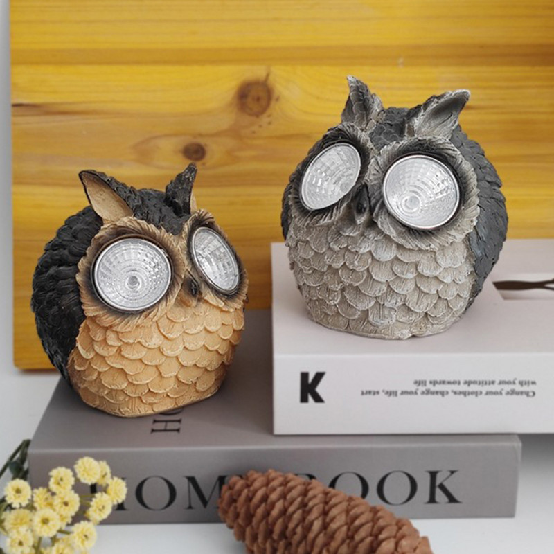 Vanjska LED solarna rasvjeta za vrt Svjetla za travnjak Figurice sove od smole Skulpture Zanati Pejzažna rasvjeta Kreativne solarne svjetiljke