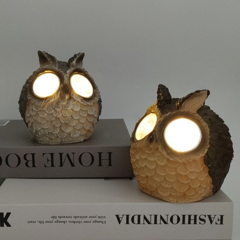 Vanjska LED solarna rasvjeta za vrt Svjetla za travnjak Figurice sove od smole Skulpture Zanati Pejzažna rasvjeta Kreativne solarne svjetiljke