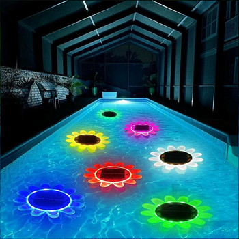 Захранвана от слънчева енергия, променяща цвета си нощна лампа за парти в плувен басейн 9 RGB цвята Затъмняваща външна декоративна светлина с дистанционно управление