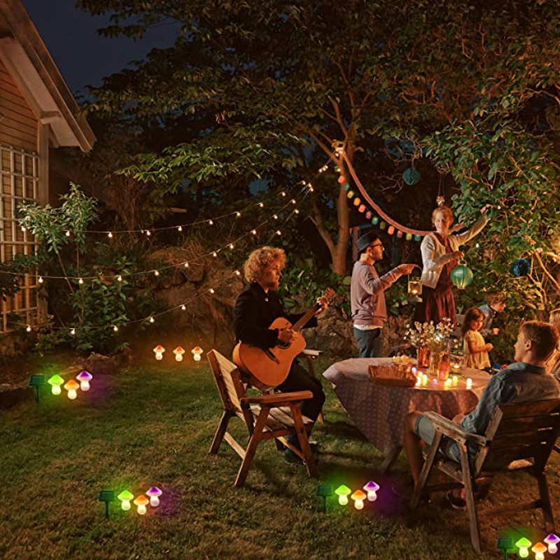 LED-es napelemes lámpák vízálló aranyos gomba napenergia kerti fénytündér füzér napelemes lámpák az udvari gyep ösvényhez