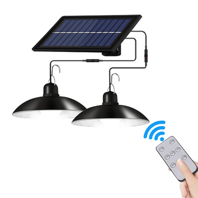 Vanjska solarna visilica LED solarni luster IP65 Vodootporna LED svjetiljka Solarna svjetiljka s dvostrukom glavom Daljinski upravljač za vrtno dvorište