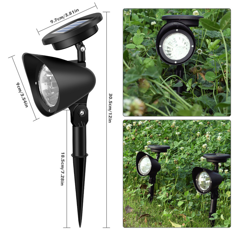 Reflector solar cu 4 LED-uri Lampă reflector de grădină Iluminat în aer liber Lampă impermeabilă pentru gazon Decor peisaj de curte Lumină solară
