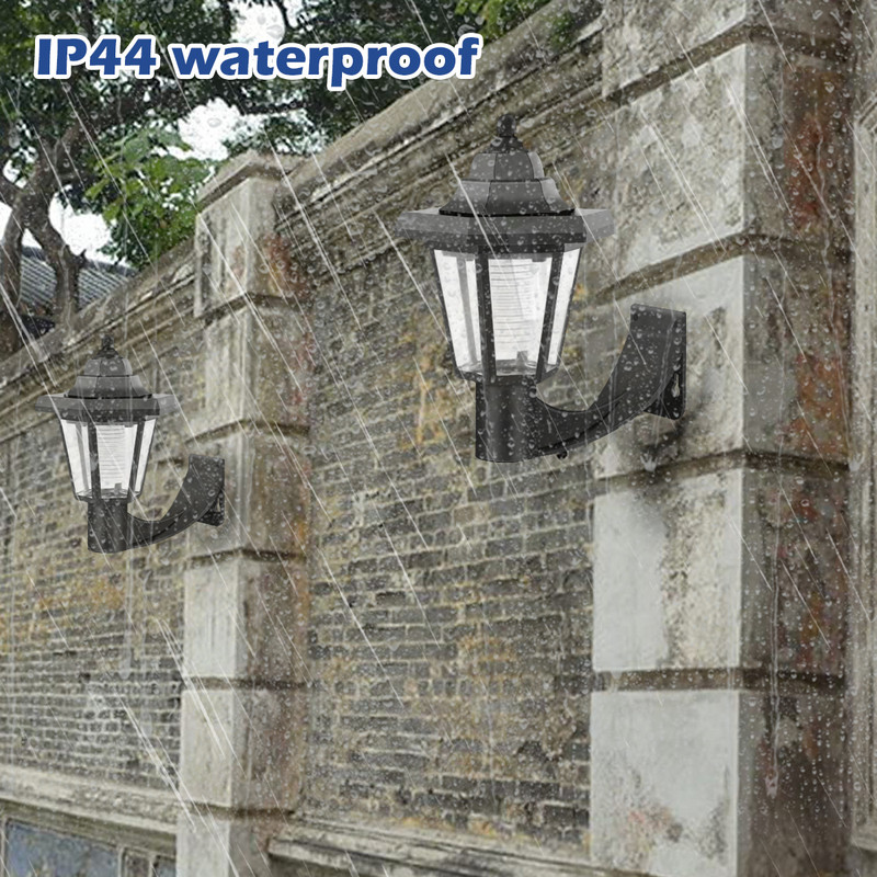2 vnt saulės šviesos diodų sieninis šviestuvas verandos lempa sodo lauko apšvietimas vandeniui atsparus šešiakampis gatvės žibinto apšvietimas retro kiemo dekoras