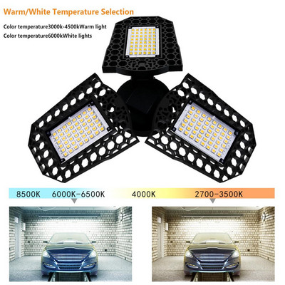 Lumină de garaj cu LED-uri 40w/60w/80w, luminozitate ridicată, led economisitor de energie, 220v, unghi reglabil, pliabil, deformabil pentru atelier