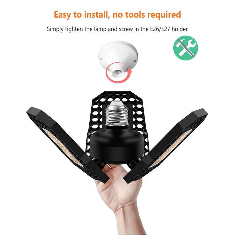 40 w/60 w/80 w LED garāžas gaisma ar augstu spilgtumu enerģijas taupīšanas LED 220 v regulējama leņķa deformējama gaisma darbnīcai