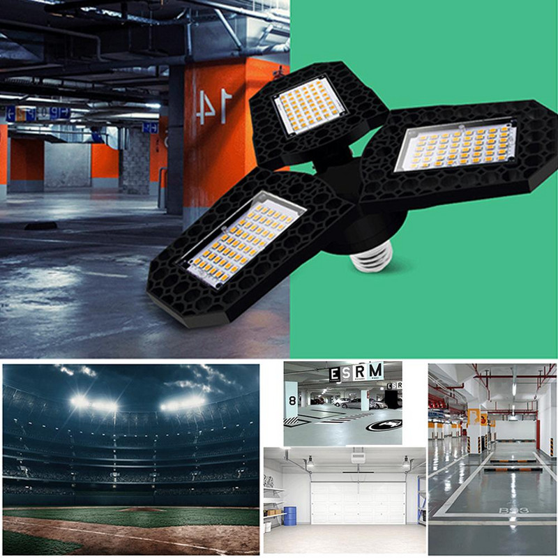 40 w/60 w/80 w LED garāžas gaisma ar augstu spilgtumu enerģijas taupīšanas LED 220 v regulējama leņķa deformējama gaisma darbnīcai