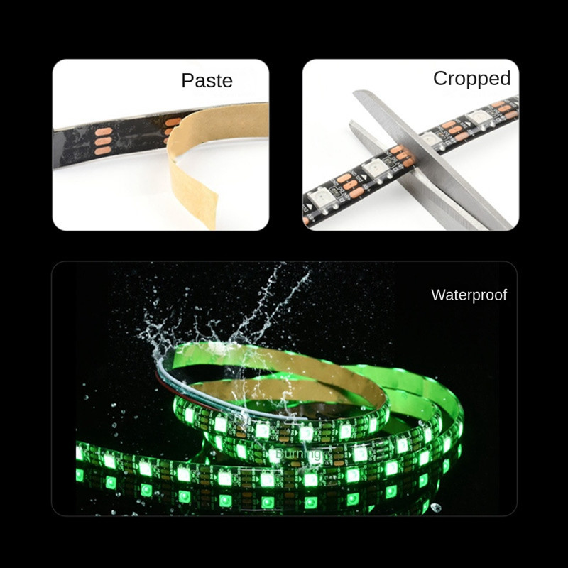 WS2812 RGB Λωρίδα λάμπας 5050 Light Bead Υψηλή φωτεινότητα Εξοικονόμηση ενέργειας Χαμηλή κατανάλωση κοπής Προγραμματιζόμενη λάμπα LED (1M)