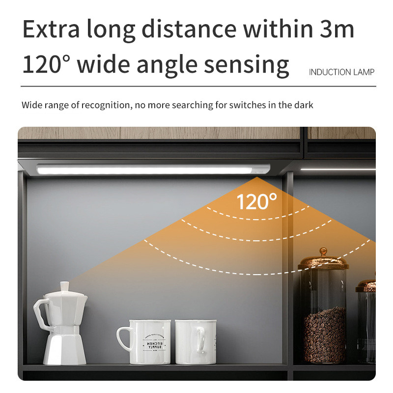 Naktinė šviesa 20/30/40 cm Itin plona LED šviestuvų spintelė šviesos judesio jutiklis, belaidis c tipo, skirtas virtuvės miegamojo spintos apšvietimui