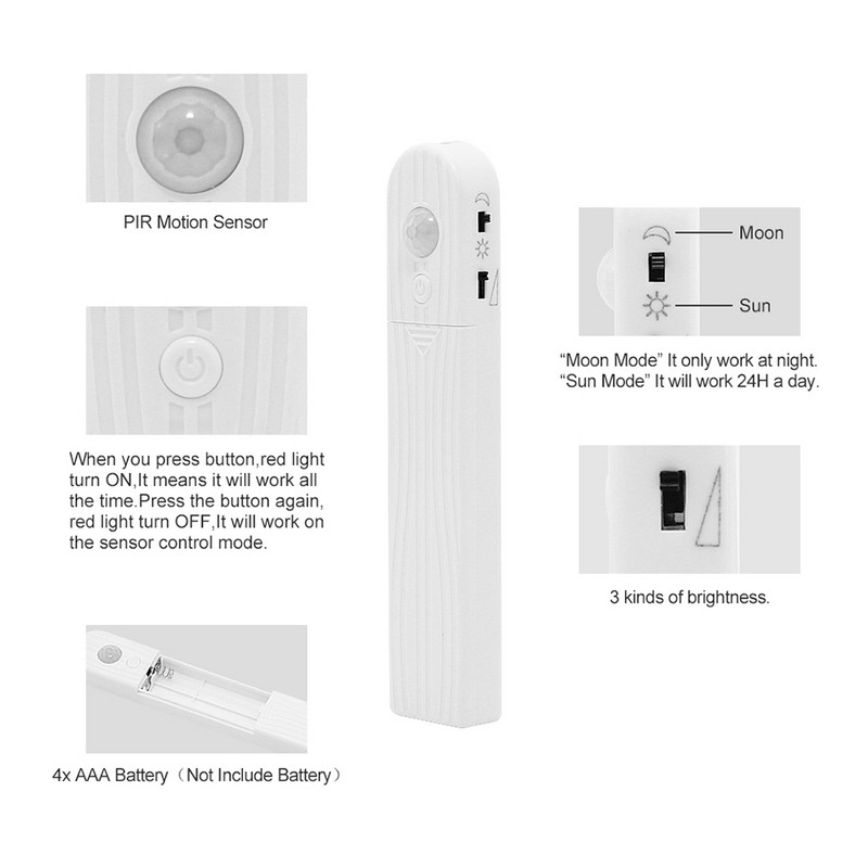 Naujas PIR judesio jutiklis LED lova spinta naktinis apšvietimas 1M 2M 3M pritemdoma lanksti LED juostinė lempa AAA baterijos maitinimas spintos laiptams