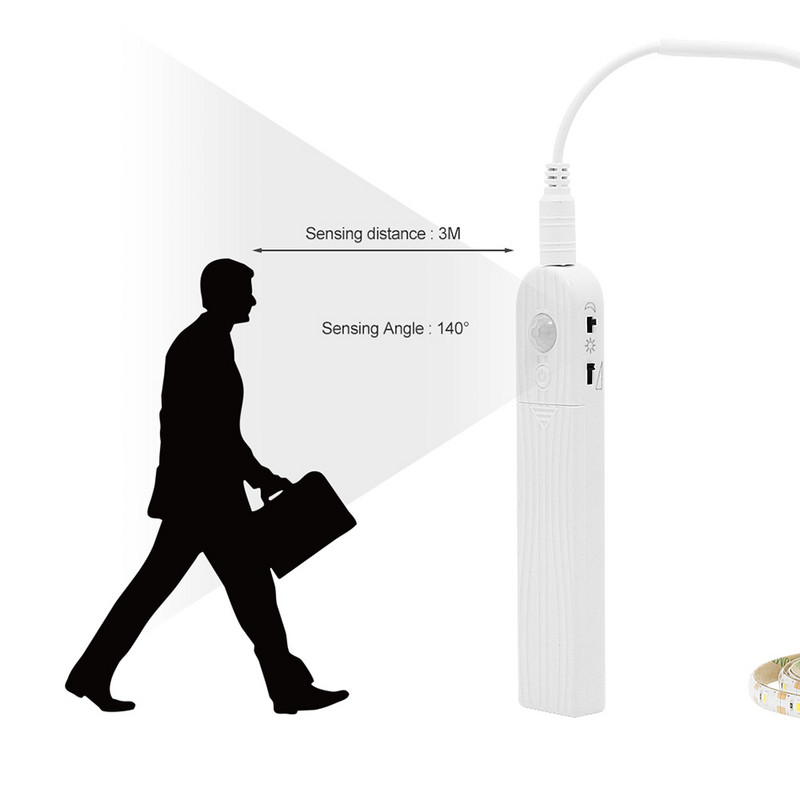 Naujas PIR judesio jutiklis LED lova spinta naktinis apšvietimas 1M 2M 3M pritemdoma lanksti LED juostinė lempa AAA baterijos maitinimas spintos laiptams