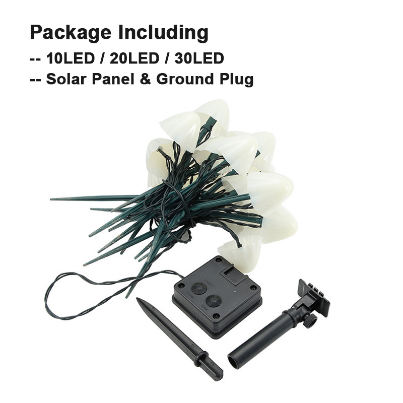 10/20/30 LED-es napelemes gombafüzér lámpák kültéri vízálló tündérlámpák az udvarhoz kerti teraszhoz esküvői karácsonyi dekoráció