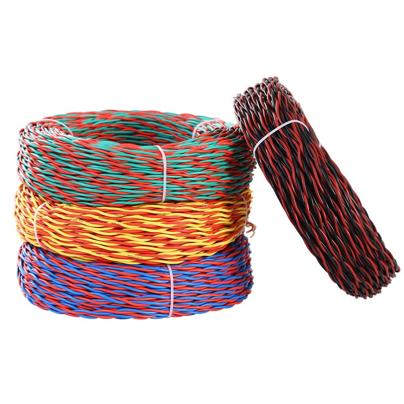 Keerdpaar 2 südamikuga puhtast vasest südamik 20 18 17 15 AWG PVC toitejuhe RVS 0,5 0,75 1,0 1,5 mm kaabel