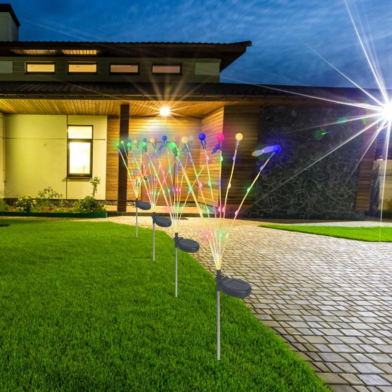 Saules LED gaisma āra dārza dekorēšana ainavu gaismas uguņošana Firefly zāliena lampas Lauku māja terase balkons dekors lampa