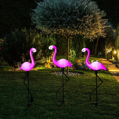 Lumină solară cu LED Flamingo Lumină pentru gard pentru exterior Curte Grădină Lampă cu LED solară Impermeabilă Lumină solară decorativă în exterior