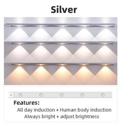 PIR noćno svjetlo sa senzorom pokreta USB punjiva svjetiljka 20/30/40/CM LED svjetla za ormare za kuhinju Ormar Spavaća soba Unutarnja rasvjeta